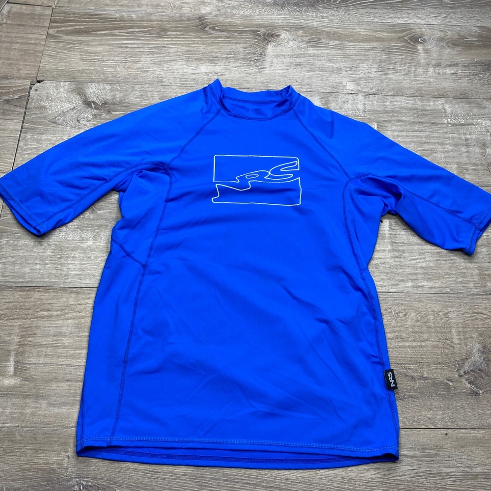 NRS Rash Guard Mens XXL Blue Short Sleeve 50 UPF Sun Shirt Surfing Paddling